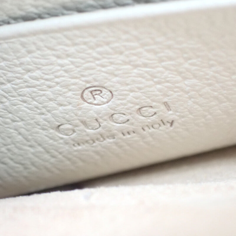 グッチ GUCCI ストロベリーポシェット 719725 ショルダーバッグ レザー ホワイト ブラック シルバー金具 レディース【中古】【Aランク】