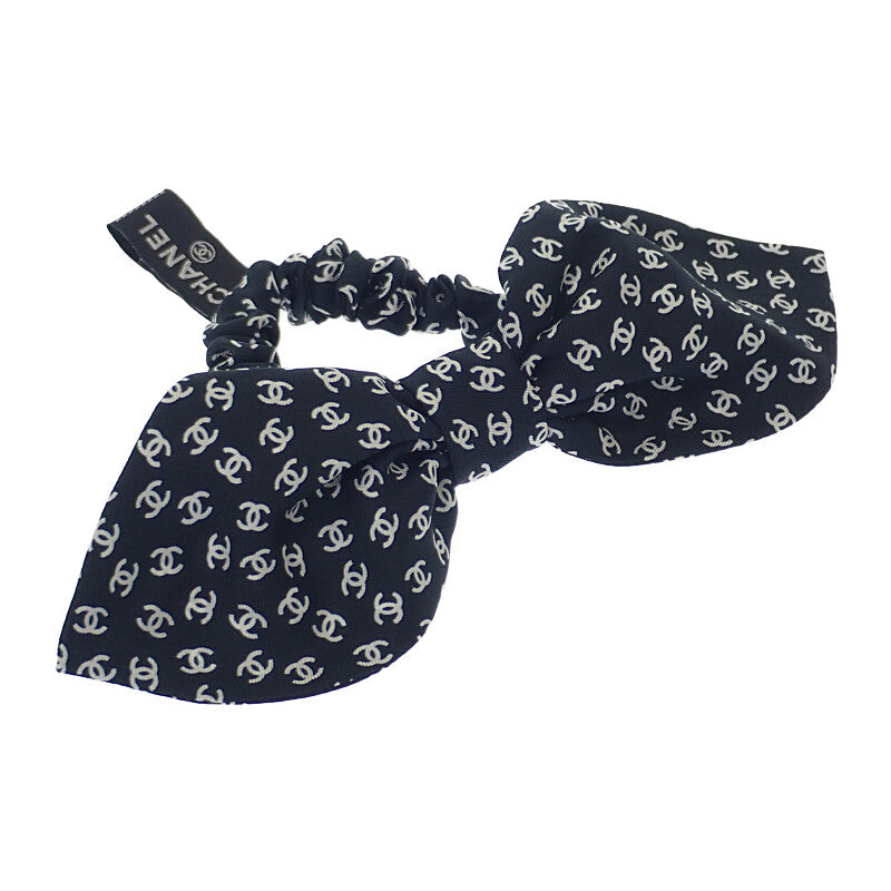 シャネル CHANEL CCロゴ リボン シュシュ AA8925 ヘアアクセサリー シルク ブラック レディース【中古】【Aランク】