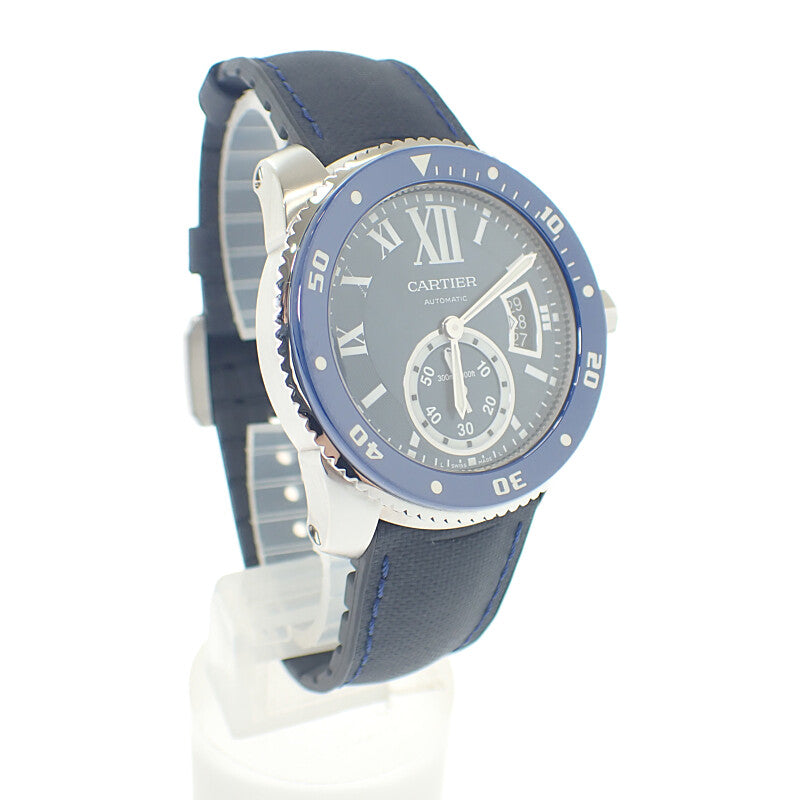 カルティエ CARTIER カリブル ダイバー WSCA0010 腕時計 セラミック ステンレススチール ラバーベルト ブルー 自動巻き ブルー文字盤 メンズ【中古】【Aランク】