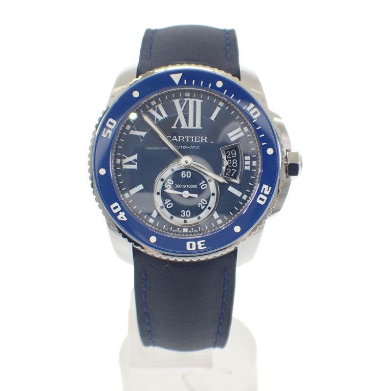 カルティエ CARTIER カリブル ダイバー WSCA0010 腕時計 セラミック ステンレススチール ラバーベルト ブルー 自動巻き ブルー文字盤 メンズ【中古】【Aランク】