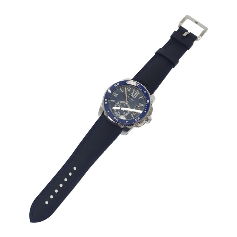 カルティエ CARTIER カリブル ダイバー WSCA0010 腕時計 セラミック ステンレススチール ラバーベルト ブルー 自動巻き ブルー文字盤 メンズ【中古】【Aランク】