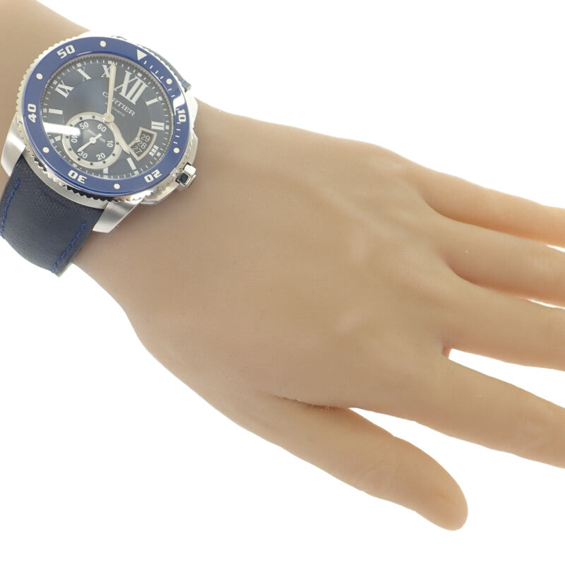 カルティエ CARTIER カリブル ダイバー WSCA0010 腕時計 セラミック ステンレススチール ラバーベルト ブルー 自動巻き ブルー文字盤 メンズ【中古】【Aランク】