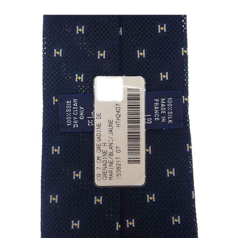 エルメス HERMES シルクツイルタイ グルナディーヌH H153821T-07 ネクタイ シルク ネイビー マリン メンズ【中古】【SAランク】