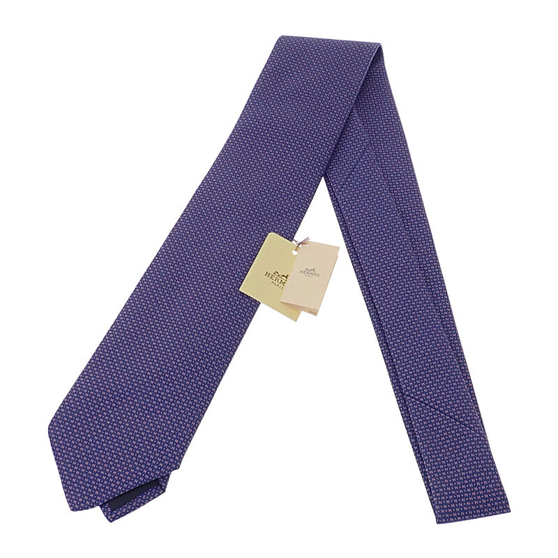 エルメス HERMES シルクタイ CRAVATE SOIE LOURDE 659098T-11 ネクタイ シルク ブルー ローズ メンズ【中古】【Sランク】