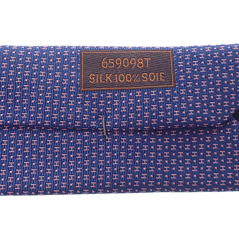 エルメス HERMES シルクタイ CRAVATE SOIE LOURDE 659098T-11 ネクタイ シルク ブルー ローズ メンズ【中古】【Sランク】