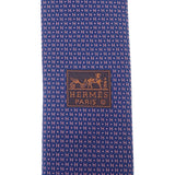 エルメス HERMES シルクタイ CRAVATE SOIE LOURDE 659098T-11 ネクタイ シルク ブルー ローズ メンズ【中古】【Sランク】