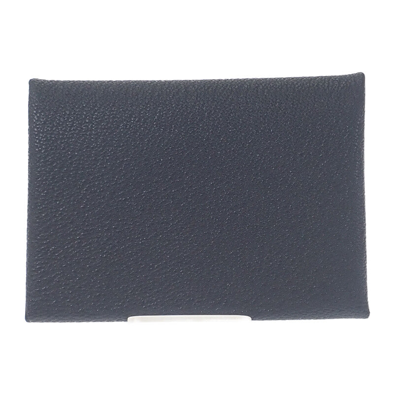 エルメス HERMES カルヴィデュオ  カードケース シェブルミゾル グレー グリミスティ ブラック シルバー金具 メンズ レディース【中古】【SAランク】