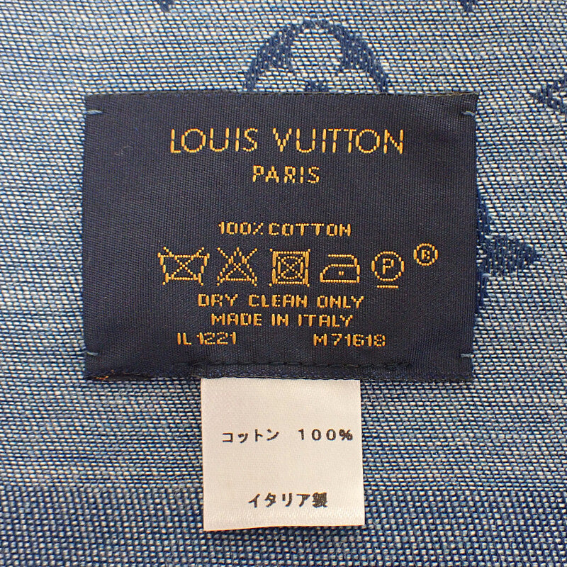 ルイヴィトン LOUIS VUITTON モノグラムエッセンシャル M71618 ストール コットン ブルー メンズ レディース【中古】【Aランク】