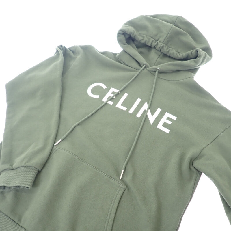 セリーヌ CELINE ルーズ フーディ XS 2Y321670Q.02KF パーカー コットン カーキ メンズ レディース【中古】【ABランク】