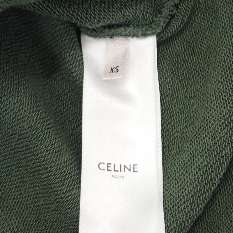 セリーヌ CELINE ルーズ フーディ XS 2Y321670Q.02KF パーカー コットン カーキ メンズ レディース【中古】【ABランク】
