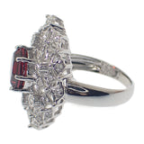 デザイン ジュエリー 9号 リング K18ホワイトゴールド ガーネット ダイヤモンド レディース【中古】【Aランク】