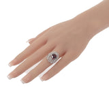 デザイン ジュエリー 9号 リング K18ホワイトゴールド ガーネット ダイヤモンド レディース【中古】【Aランク】