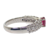 デザイン ジュエリー オーバルカット 9号 リング Pt900プラチナ ルビー ダイヤモンド レディース【中古】【Aランク】