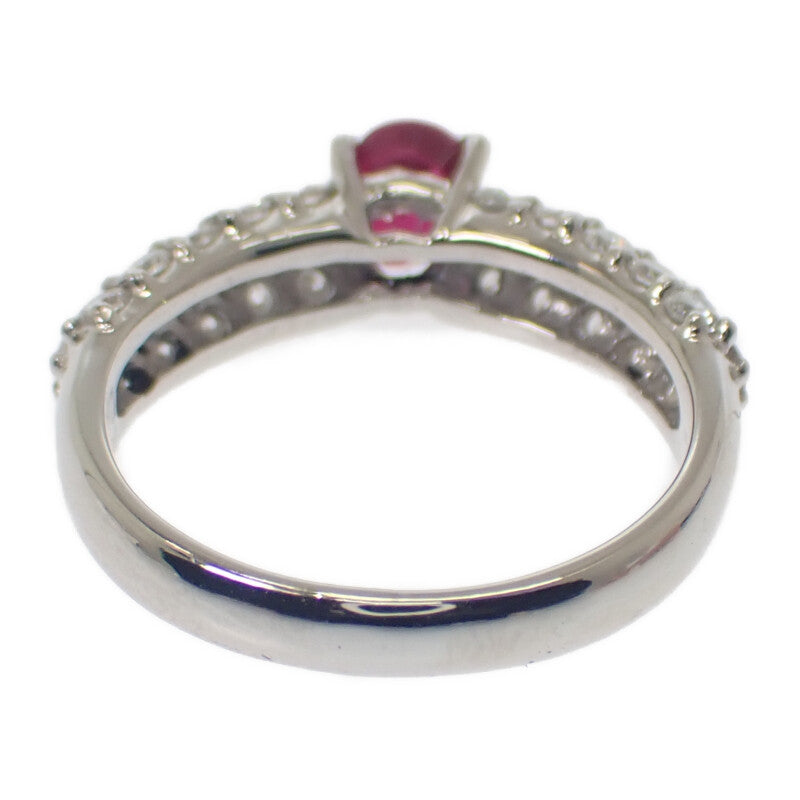 デザイン ジュエリー オーバルカット 9号 リング Pt900プラチナ ルビー ダイヤモンド レディース【中古】【Aランク】
