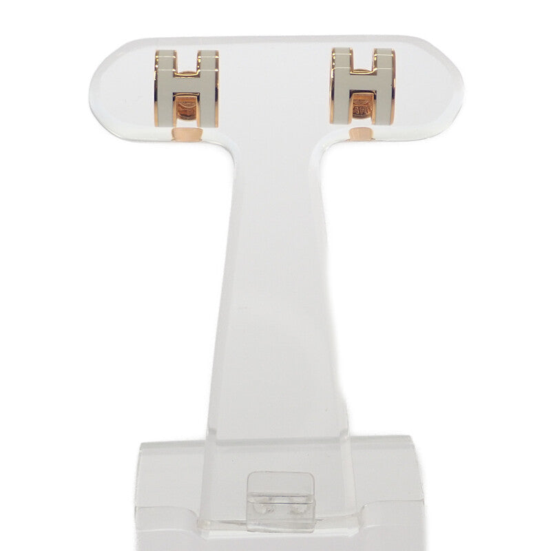 エルメス HERMES ミニ ポップH  ピアス メタル ホワイト ゴールド レディース【中古】【Aランク】