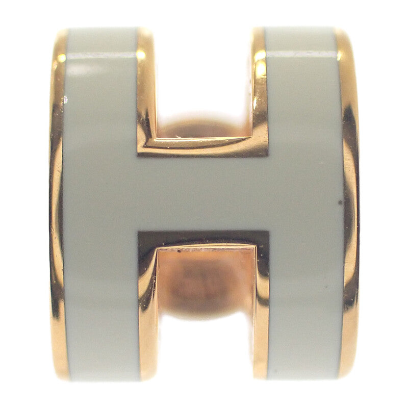 エルメス HERMES ミニ ポップH  ピアス メタル ホワイト ゴールド レディース【中古】【Aランク】
