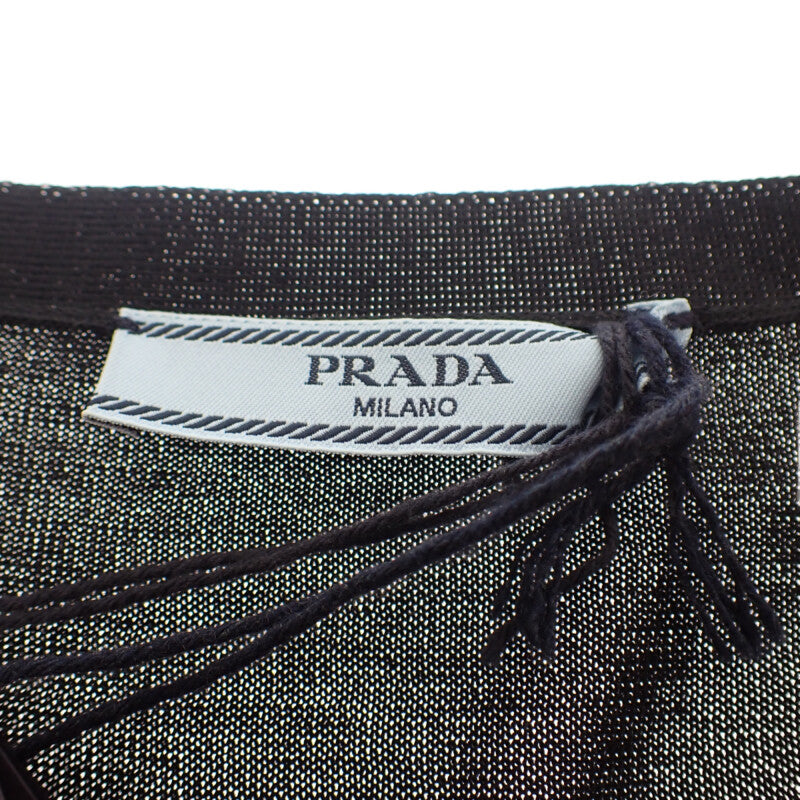 プラダ PRADA シルク 44 カーディガン シルク コットン ポリエステル ブラック レディース【中古】【Aランク】