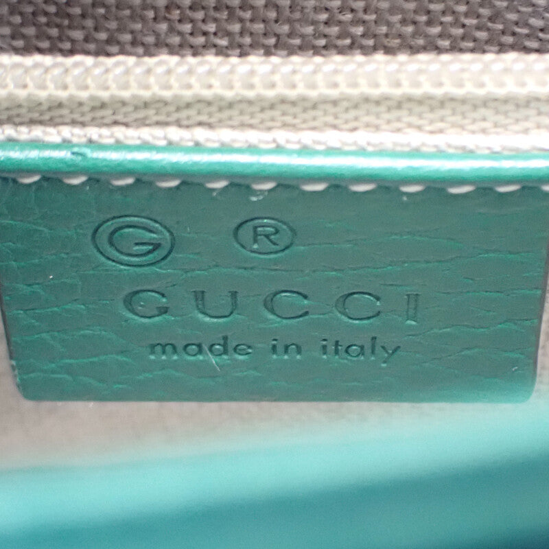 グッチ GUCCI インターロッキングG 607720 ショルダーバッグ カーフ グリーン レディース【中古】【Aランク】