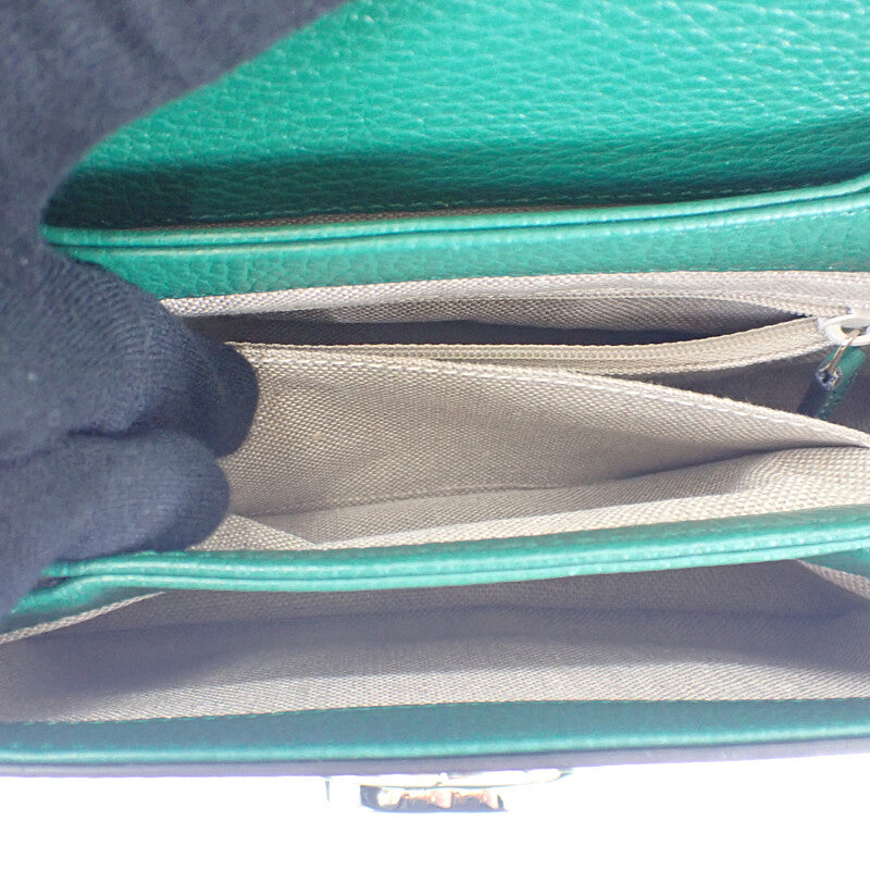 グッチ GUCCI インターロッキングG 607720 ショルダーバッグ カーフ グリーン レディース【中古】【Aランク】