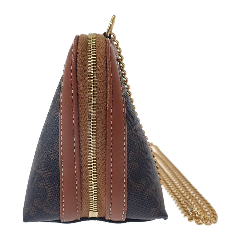 セリーヌ CELINE チェーン付きクラッチ キュイルトリオンフ 小さめ 10E382EGK.14ML ショルダーバッグ PVC ブラウン ゴールド金具 レディース【中古】【Aランク】