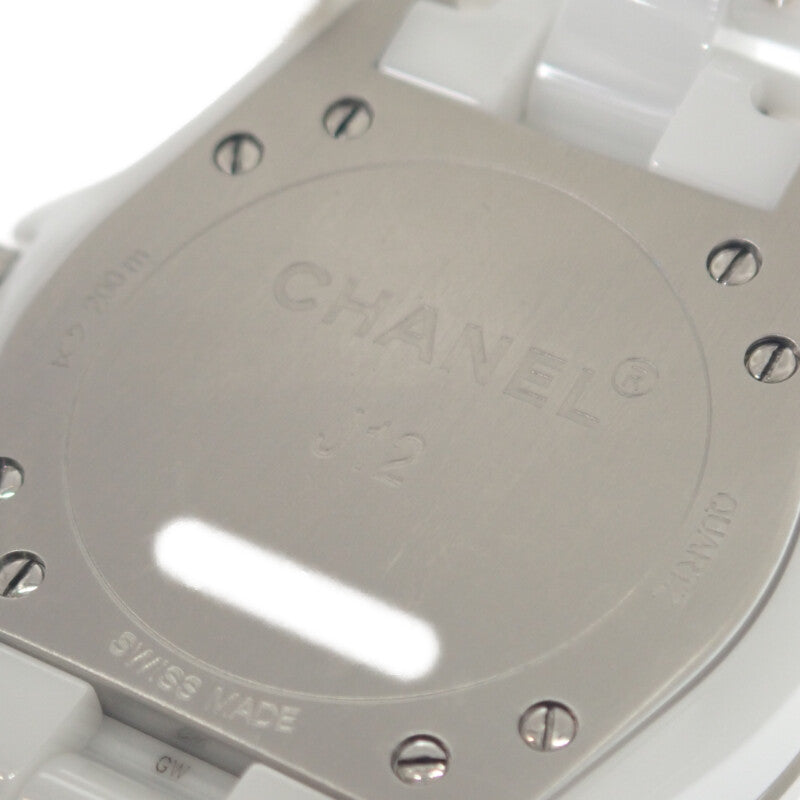 シャネル CHANEL J12 新型バックル H1628 腕時計 ホワイトセラミック 12Pダイヤ クオーツ ホワイト文字盤 レディース【中古】【ABランク】