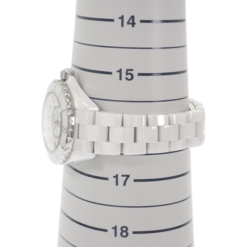 シャネル CHANEL J12 新型バックル H1628 腕時計 ホワイトセラミック 12Pダイヤ クオーツ ホワイト文字盤 レディース【中古】【ABランク】