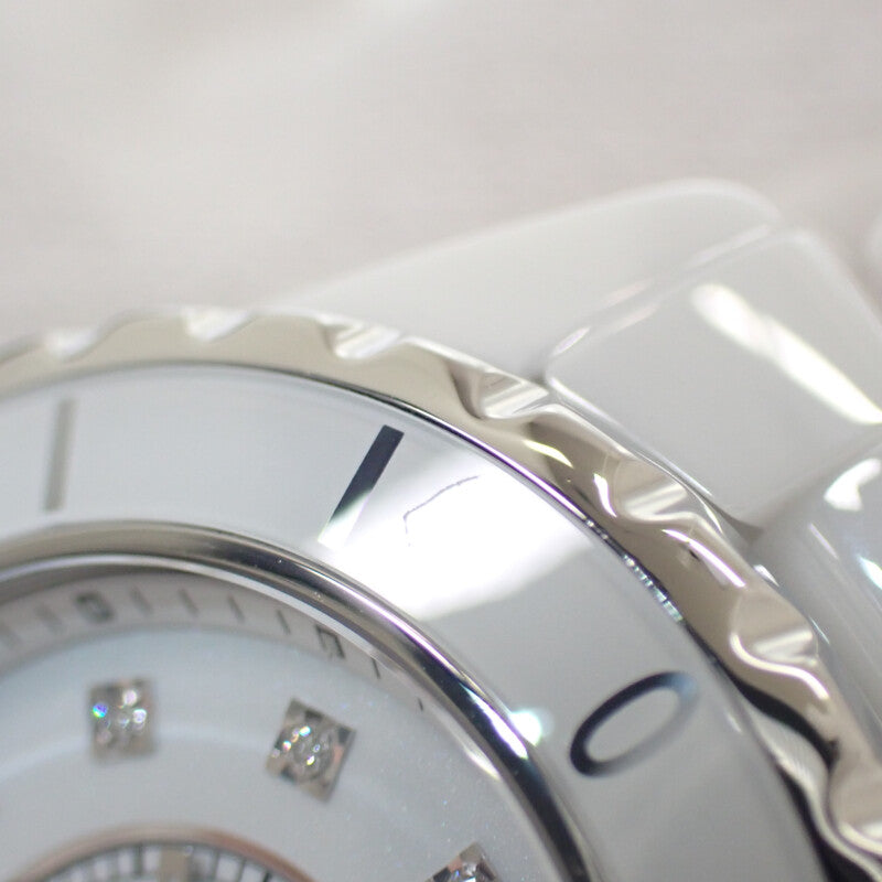 シャネル CHANEL J12 新型バックル H1628 腕時計 ホワイトセラミック 12Pダイヤ クオーツ ホワイト文字盤 レディース【中古】【ABランク】