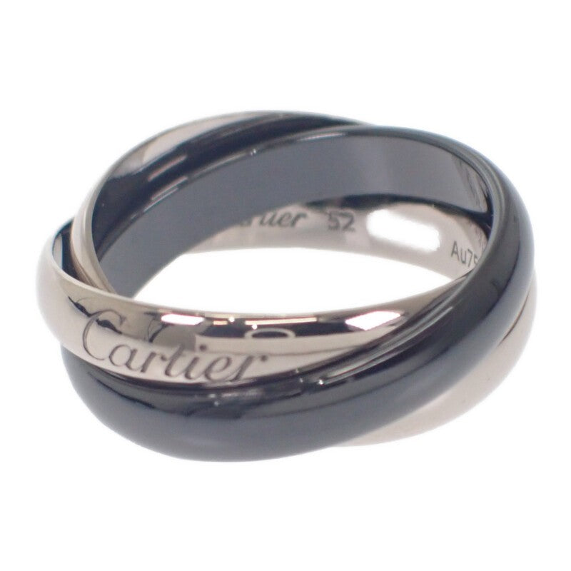 カルティエ CARTIER トリニティ セラミック 12号 B4095652 リング K18ホワイトゴールド セラミック ブラック シルバー レディース【中古】【Aランク】