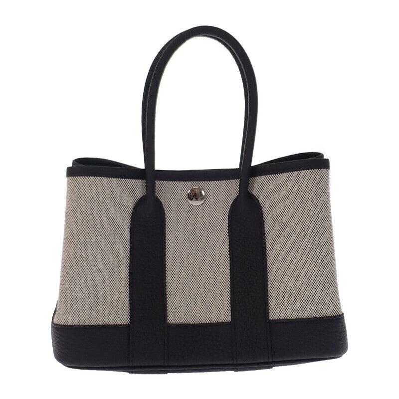 エルメス HERMES ネオ ガーデン 23 W刻印 ハンドバッグ ネゴンダ トワルアッシュヴァイキング エクリュ ブラック シルバー金具 レディース【中古】【Sランク】