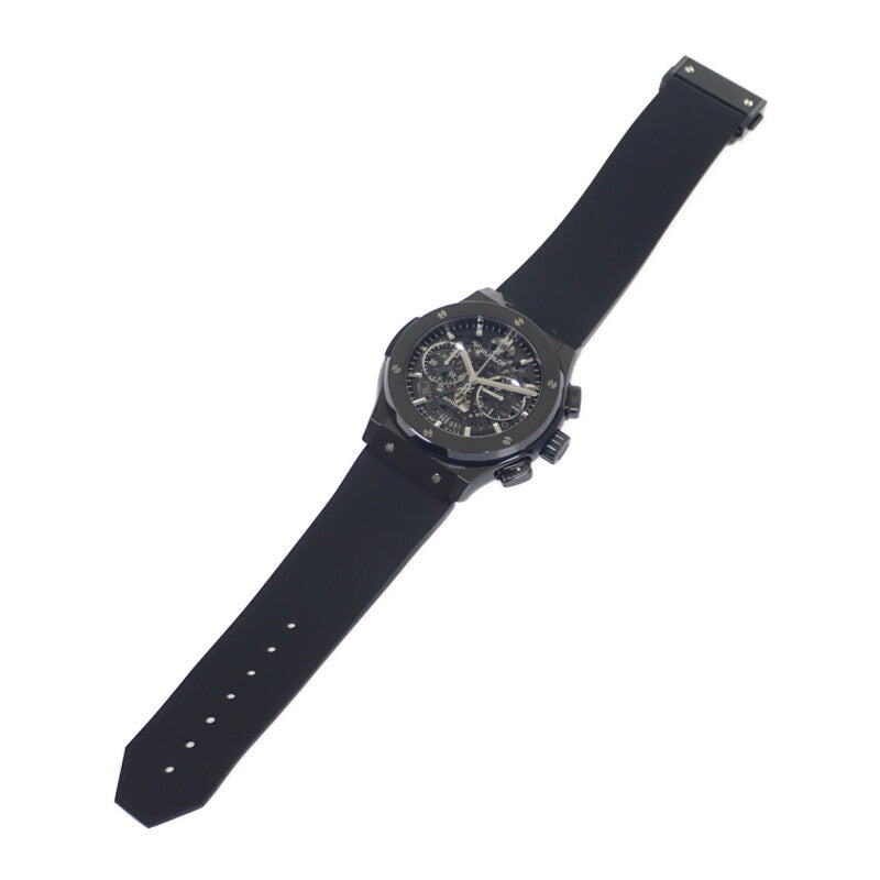 ウブロ HUBLOT クラシック・フュージョン アエロ ブラックマジック 525.CM.0170.RX 腕時計 セラミック ラバー 自動巻き スケルトン文字盤 メンズ【中古】【Aランク】