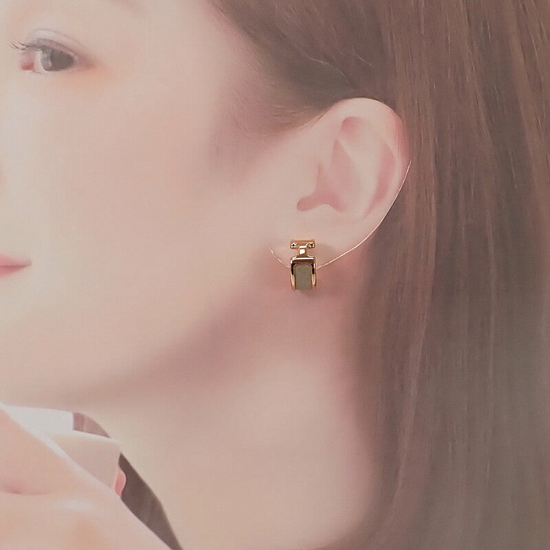 エルメス HERMES オランプPM ピアス メタル ヴォーエプソン エトゥープ ピンクゴールド ベージュ レディース【中古】【Aランク】