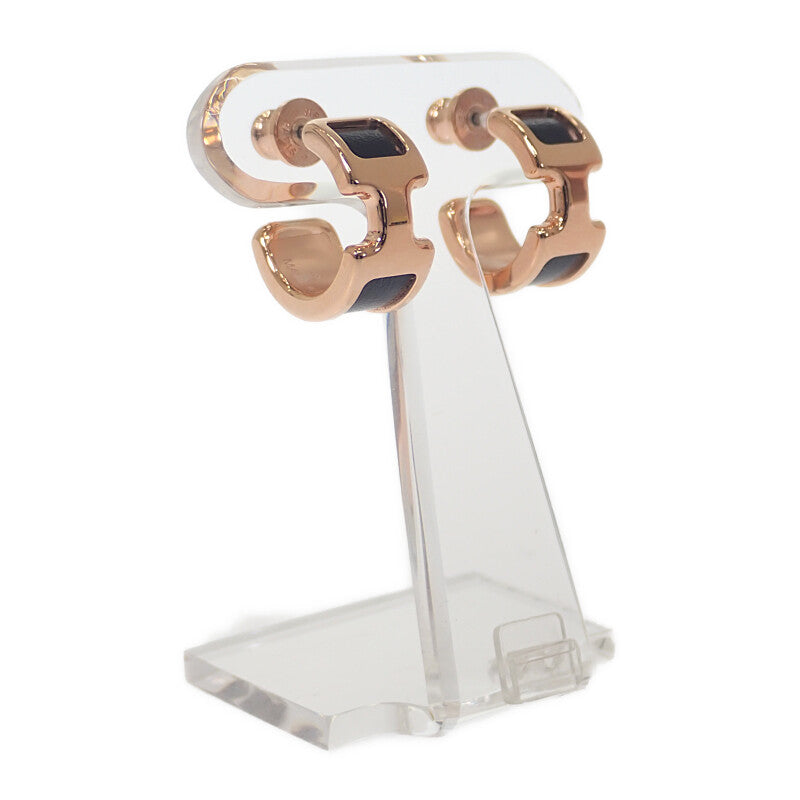 エルメス HERMES オランプPM ピアス ボックスカーフ メタル ブラック