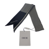 クリスチャンディオール Christian Dior ミッツァ 30モンテーニュ 千鳥格子 美品 15MON106I601 スカーフ シルク ブラック ホワイト レディース【中古】【SAランク】