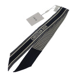 クリスチャンディオール Christian Dior ミッツァ 30モンテーニュ 千鳥格子 美品 15MON106I601 スカーフ シルク ブラック ホワイト レディース【中古】【SAランク】