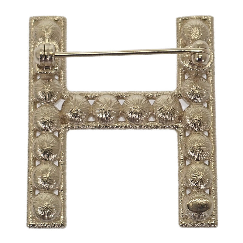 Chanel Logo Crystal AB1368 Brooch Metal Gold Women's [Used] [A Rank]