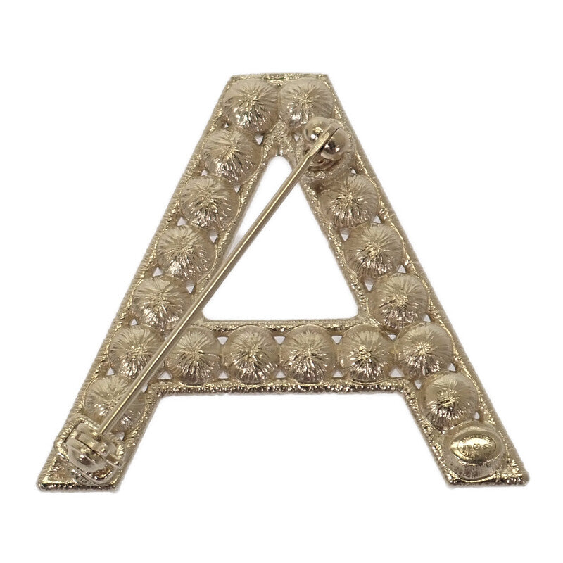 シャネル CHANEL ロゴ クリスタル AB1368 ブローチ メタル ゴールド