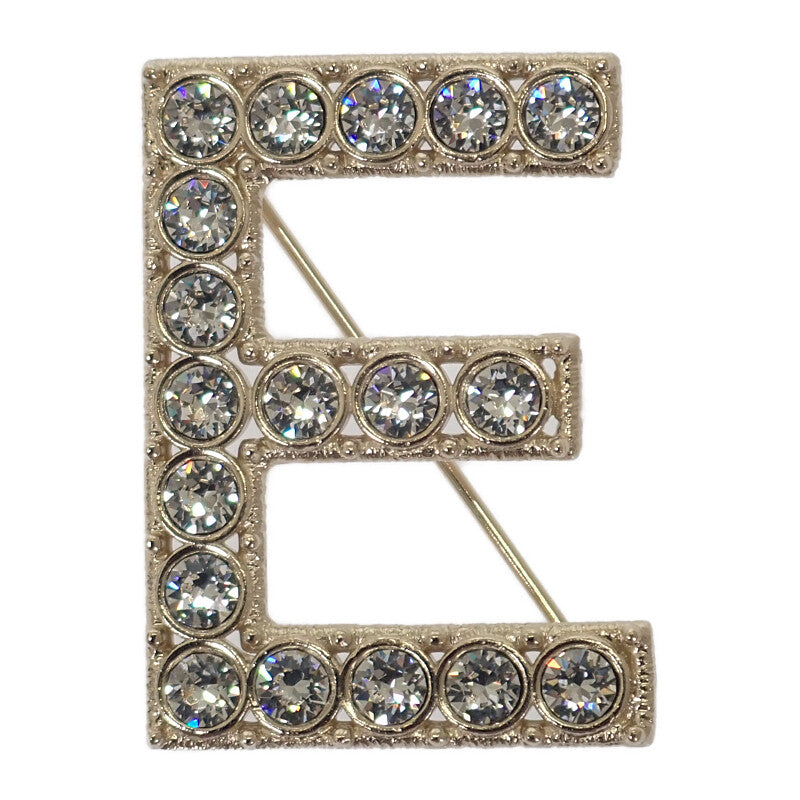 Chanel Logo Crystal AB1368 Brooch Metal Gold Women's [Used] [A Rank]