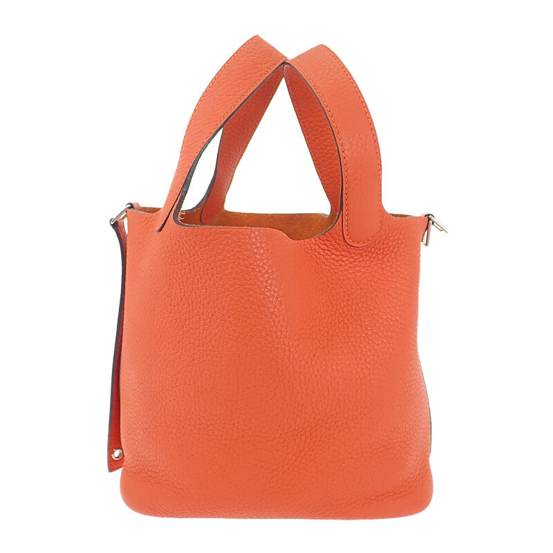 エルメス HERMES ピコタンPM 可愛い 上品  ハンドバッグ トリヨンクレマンス オレンジ シルバー金具 レディース【中古】【Aランク】