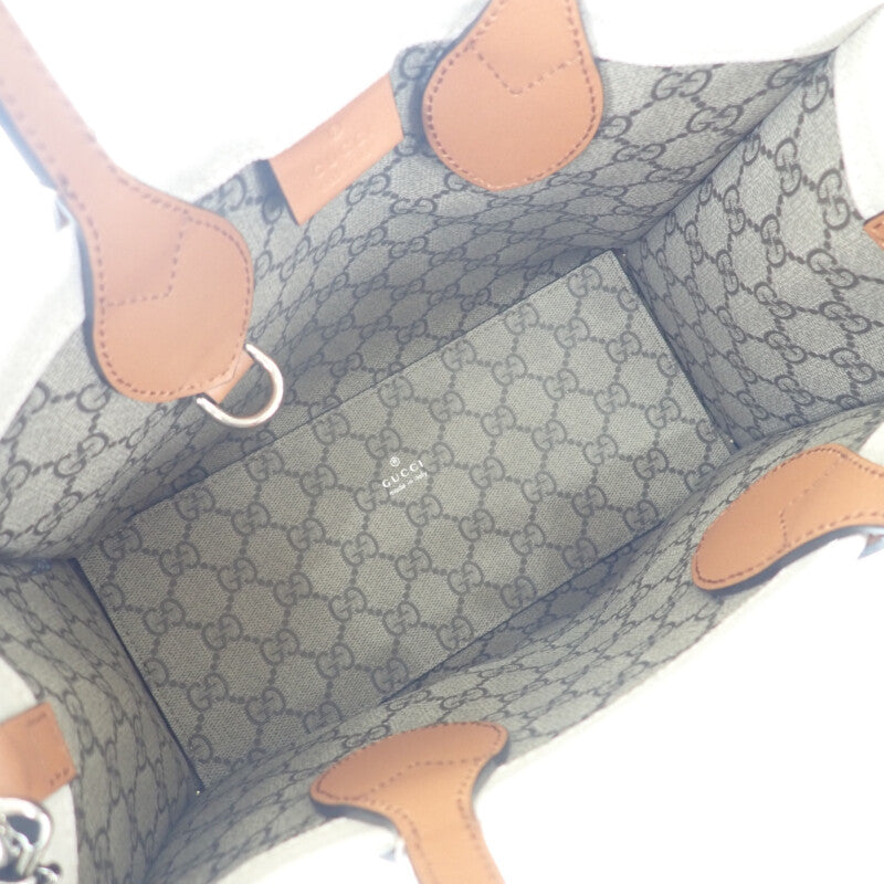 グッチ GUCCI Gucci Lido ミディアム トートバッグ 772144FACUL8451 2WAYバッグ ショルダーバッグ キャンバス レザー ベージュ ブラウン レディース【中古】【Sランク】