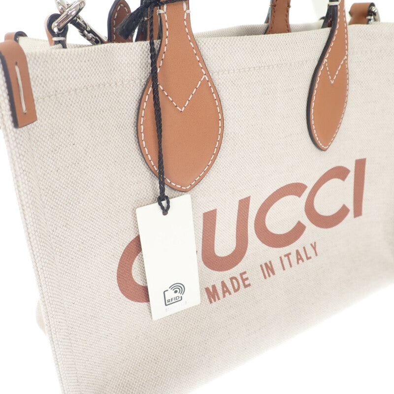 グッチ GUCCI Gucci Lido ミディアム トートバッグ 772144FACUL8451 2WAYバッグ ショルダーバッグ キャンバス レザー ベージュ ブラウン レディース【中古】【Sランク】