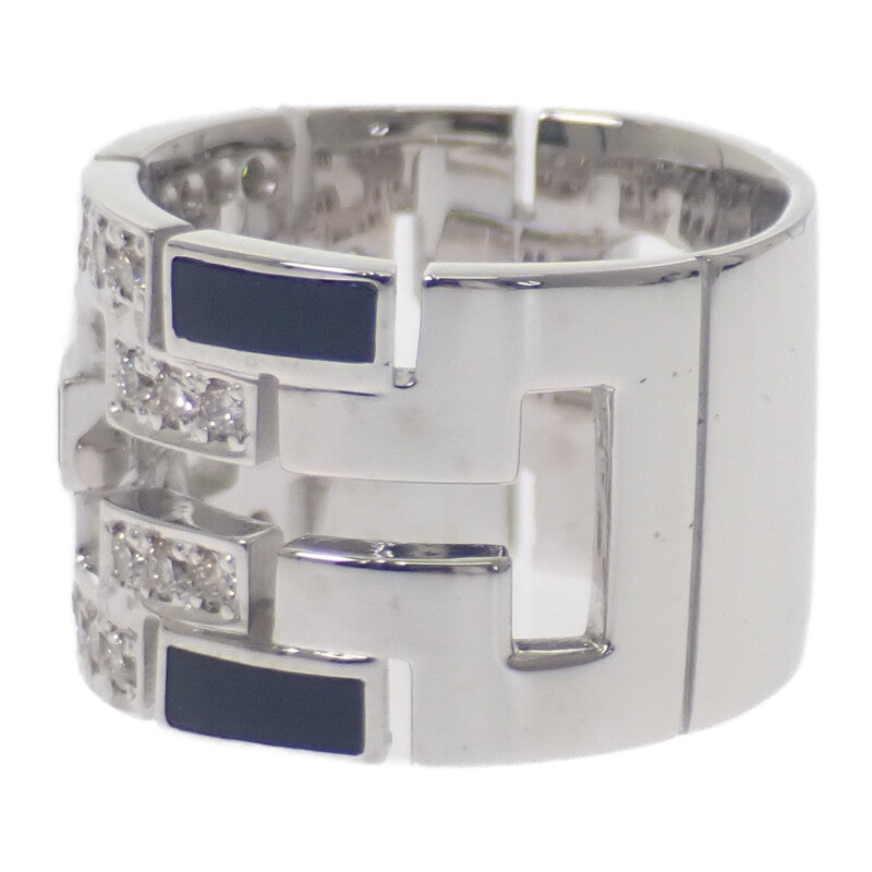 デザインジュエリー オニキス 16号 リング K18ホワイトゴールド ブラック シルバー オニキス ダイヤモンド メンズ レディース ユニセックス【中古】【Aランク】