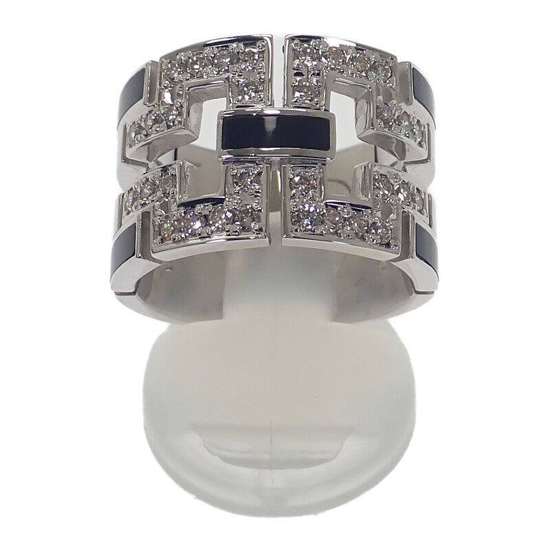 デザインジュエリー オニキス 16号 リング K18ホワイトゴールド ブラック シルバー オニキス ダイヤモンド メンズ レディース ユニセックス【中古】【Aランク】