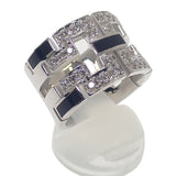 デザインジュエリー オニキス 16号 リング K18ホワイトゴールド ブラック シルバー オニキス ダイヤモンド メンズ レディース ユニセックス【中古】【Aランク】