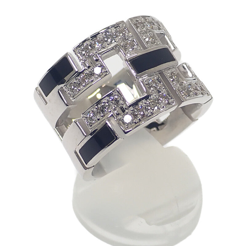 デザインジュエリー オニキス 16号 リング K18ホワイトゴールド ブラック シルバー オニキス ダイヤモンド メンズ レディース ユニセックス【中古】【Aランク】