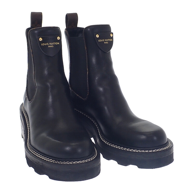 ルイヴィトン LOUIS VUITTON LVボブール アンクルブーツ 36 1A8947 ブーツ カーフ ブラック ゴールド金具 レディース【中古】【ABランク】