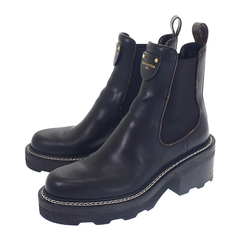 ルイヴィトン LOUIS VUITTON LVボブール アンクルブーツ 36 1A8947 ブーツ カーフ ブラック ゴールド金具 レディース【中古】【ABランク】