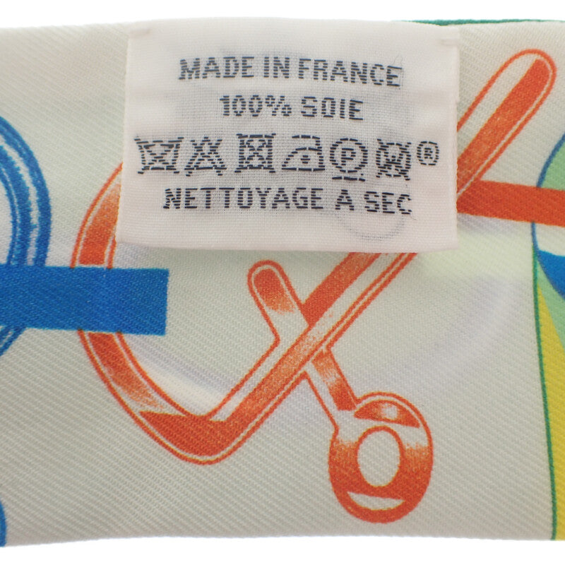 エルメス HERMES Do Re Boucles ツイリー スカーフ シルク グリーン ホワイト マルチカラー レディース【中古】【ABランク】