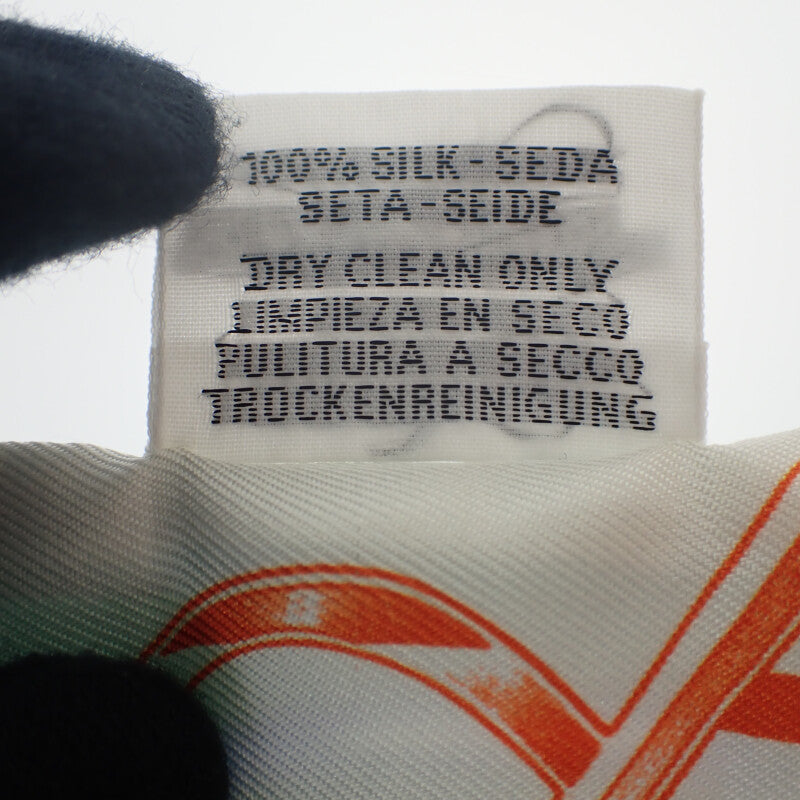 エルメス HERMES Do Re Boucles ツイリー スカーフ シルク グリーン ホワイト マルチカラー レディース【中古】【ABランク】