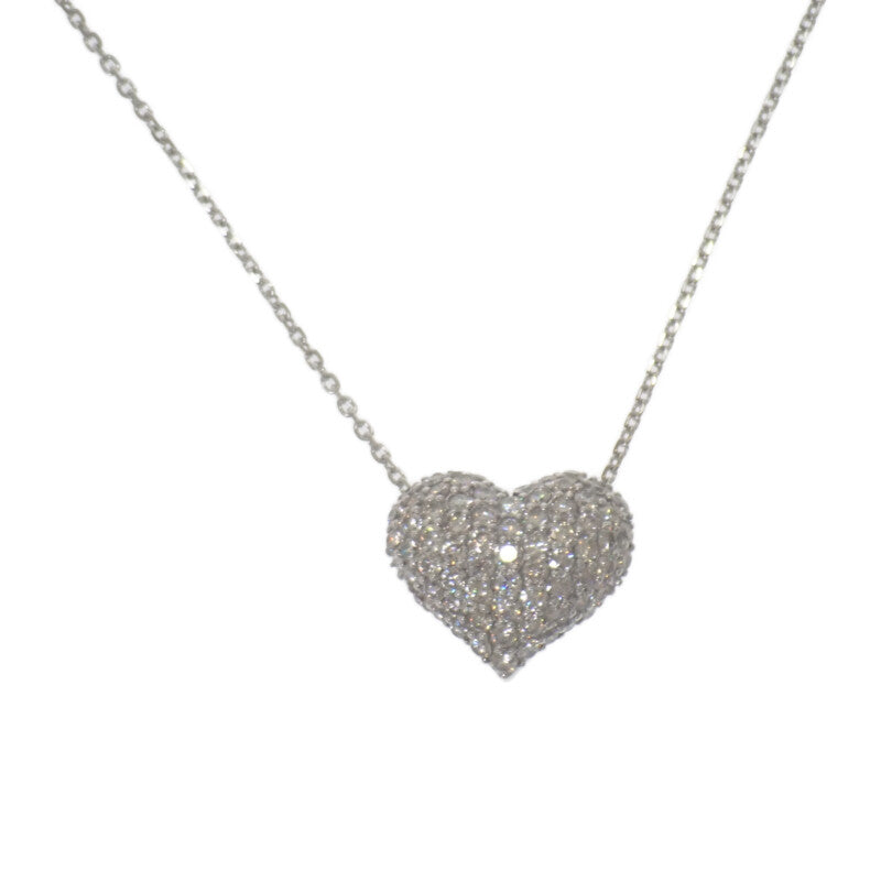 デザインジュエリー ハートモチーフ ネックレス K18ホワイトゴールド ダイヤモンド レディース【中古】【Aランク】