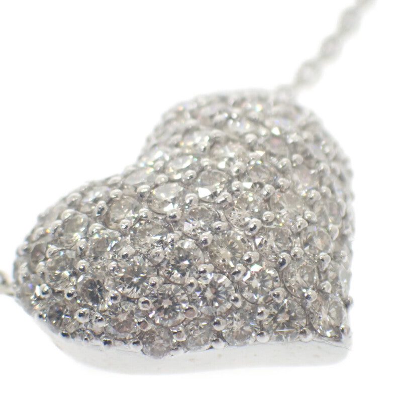 デザインジュエリー ハートモチーフ ネックレス K18ホワイトゴールド ダイヤモンド レディース【中古】【Aランク】